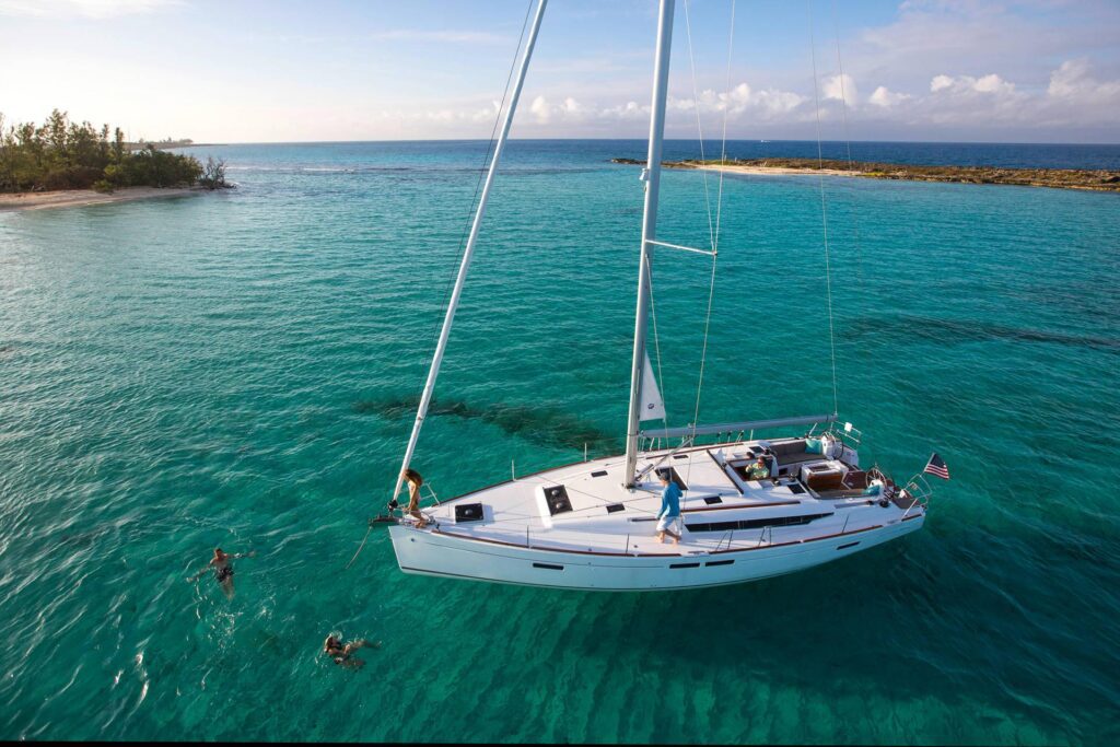 Jeanneau Sun Odyssey 479 with its sails retracted