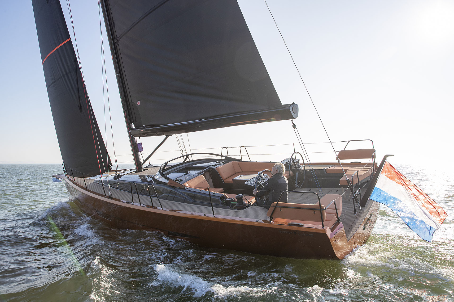 Saffier SL46 MED with orange hull and grey sails. © Sander van der Borch