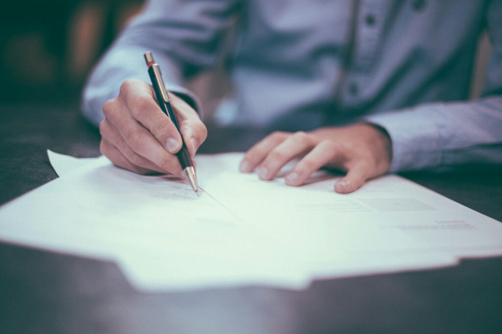 Person working through paperwork